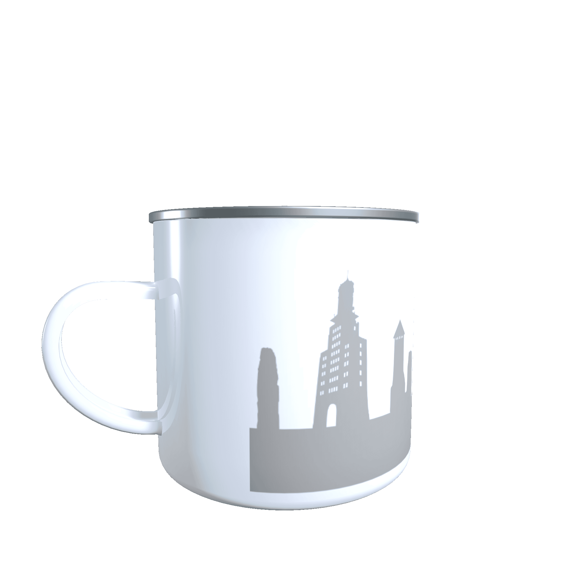 Emaille_SAARLAND2_grau_Front Emaille-Tasse Saarland 2