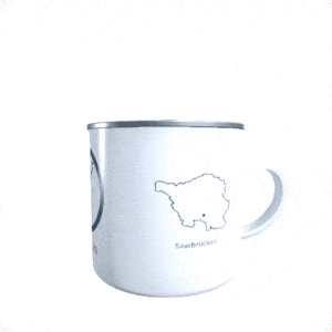 Emaille-Tasse Silhouette Saarkran Saarbrücken