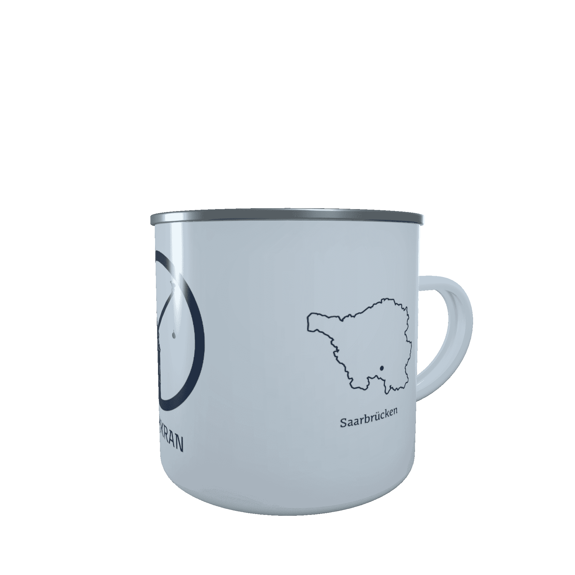 SB_Saarkran_dunkelblau_Back Emaille-Tasse Silhouette Saarkran Saarbrücken