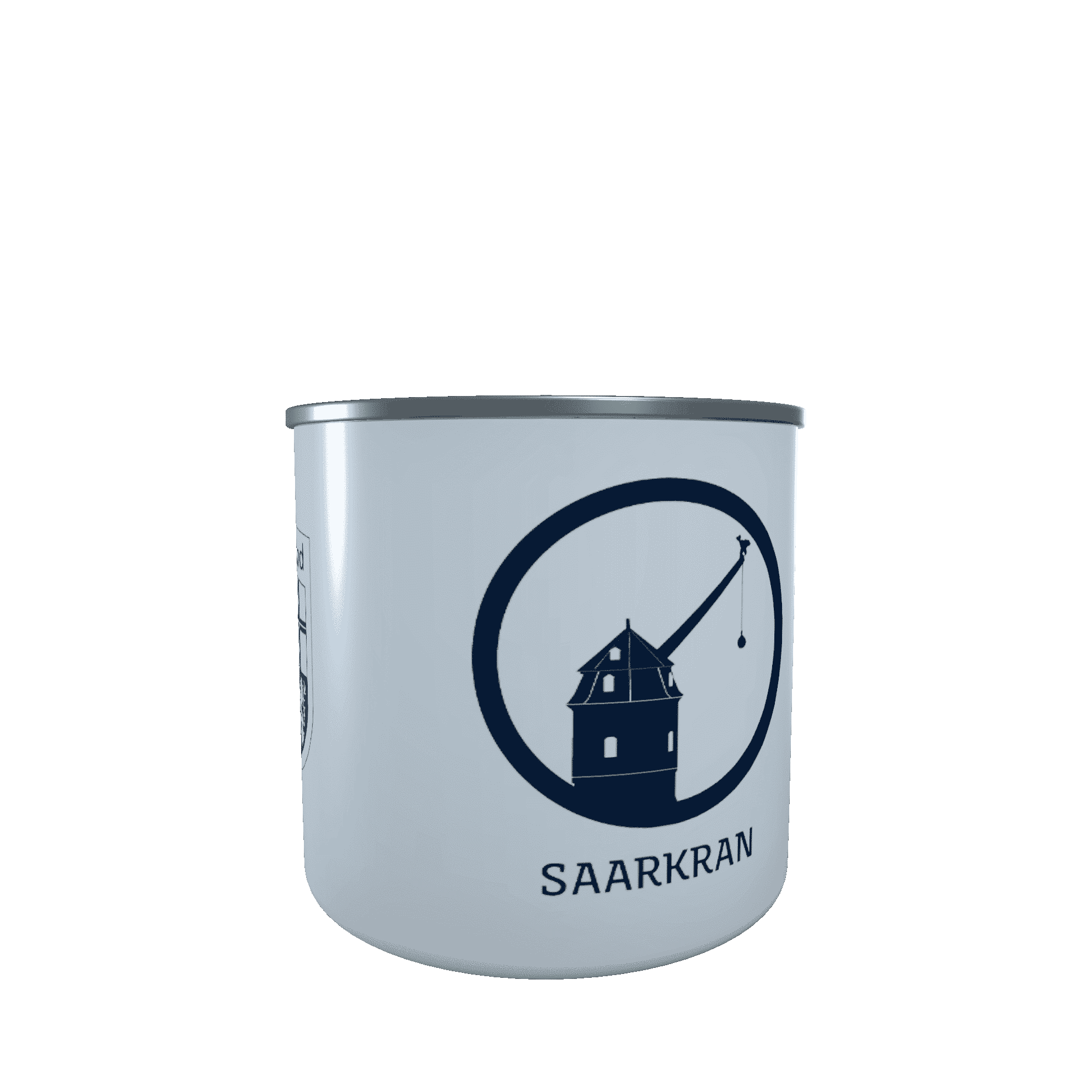 SB_Saarkran_dunkelblau_Right Emaille-Tasse Silhouette Saarkran Saarbrücken