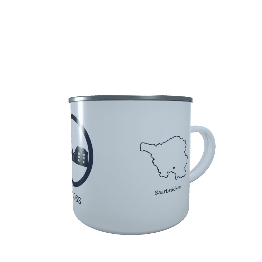 Emaille-Tasse Silhouette Schloss Saarbrücken