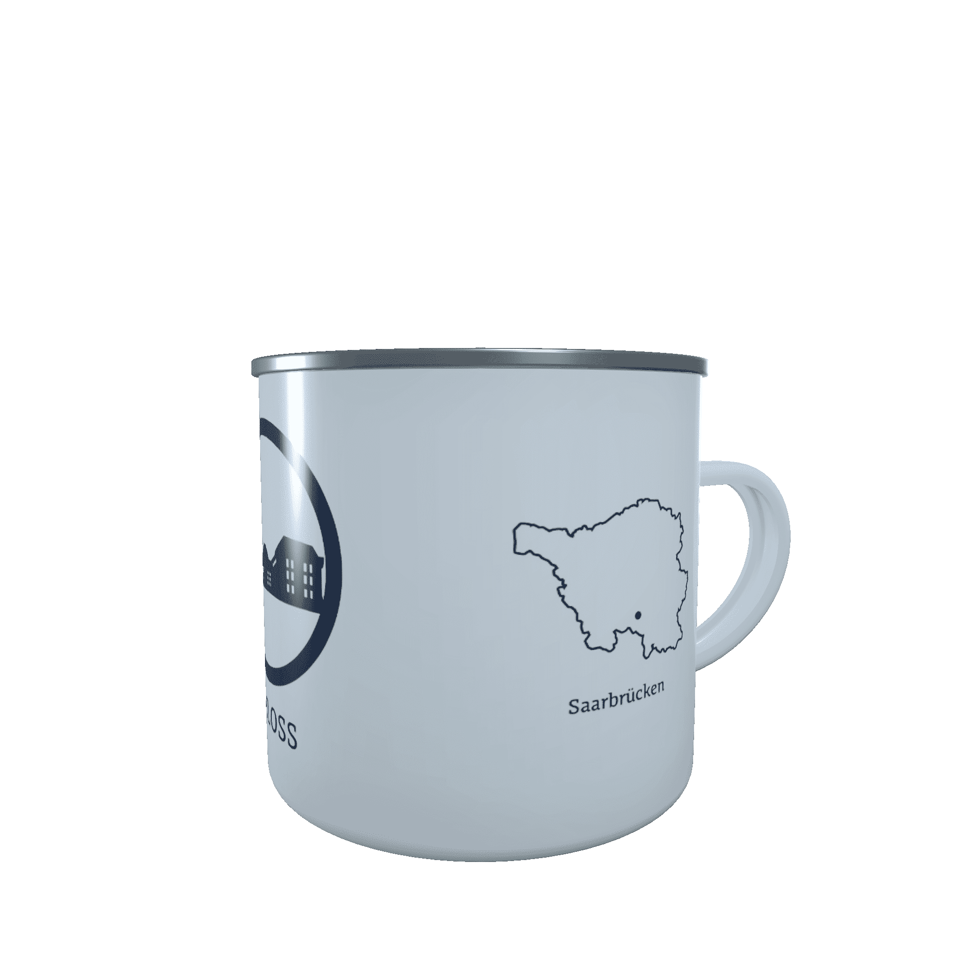 Emaille-Tasse Silhouette Schloss Saarbrücken