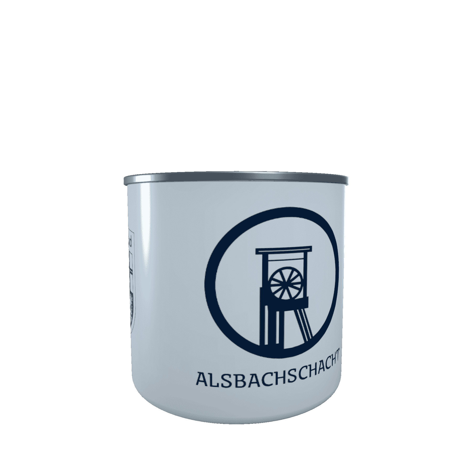 SB_Alsbachschacht_dunkelblau_Right Emaille-Tasse Silhouette Alsbachschacht Saarbrücken