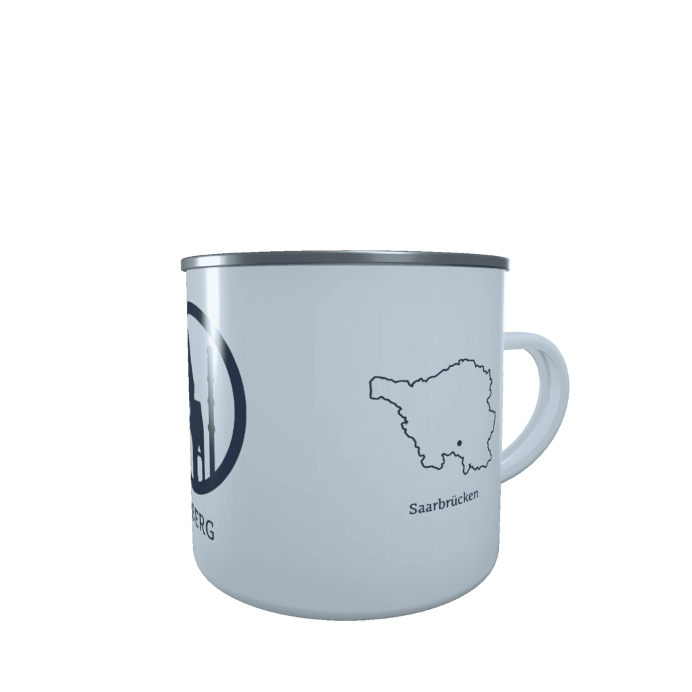 Emaille-Tasse Silhouette Halberg Saarbrücken