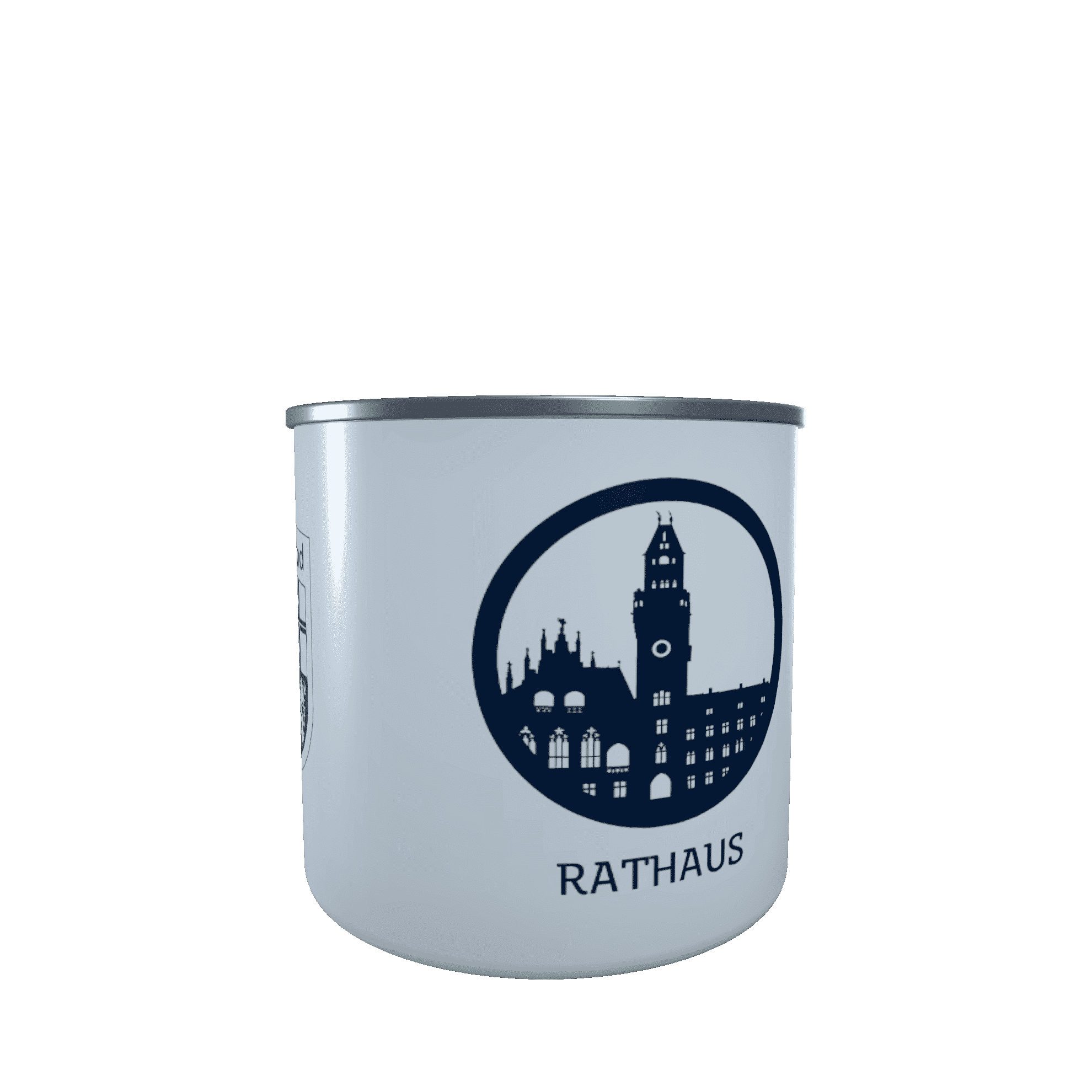 SB_Rathaus_dunkelblau_Right Emaille-Tasse Silhouette Rathaus Saarbrücken