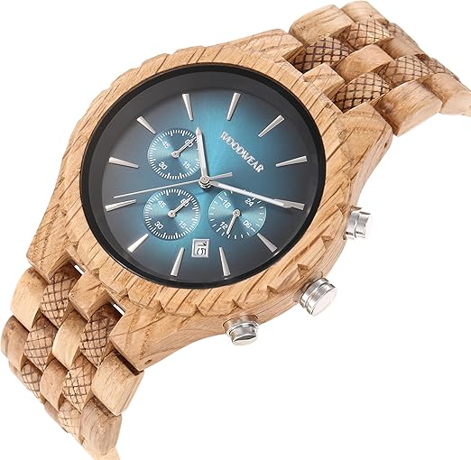 woodwear - Herrenuhr Blaue Stunde - Holzarmbanduhr Watch