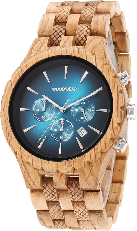 woodwear - Herrenuhr Blaue Stunde - Holzarmbanduhr Watch