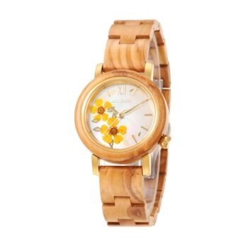woodwear Oliva Bloom – Mimosa Glow Damen-Holzuhr