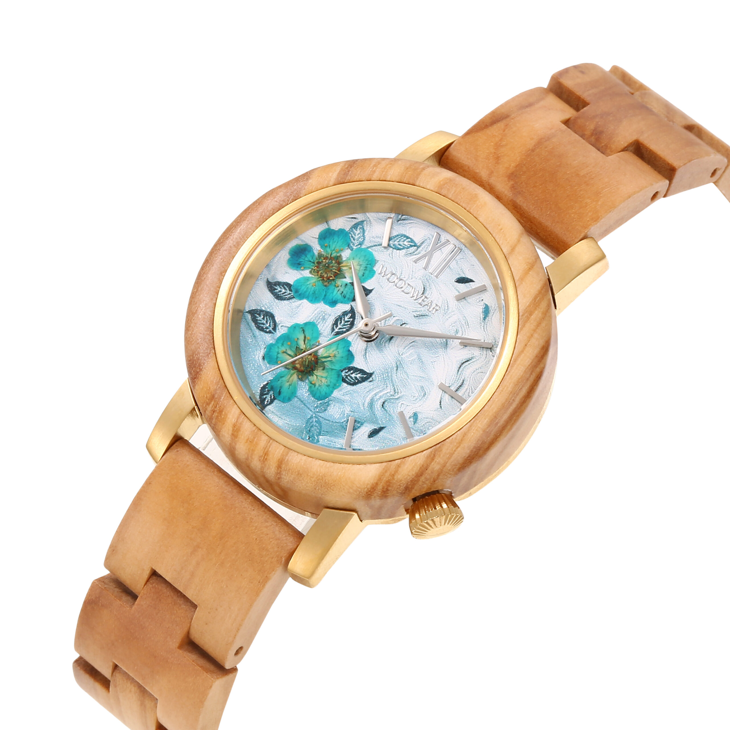 woodwear Oliva Bloom – Lagoon Damen-Holzuhr