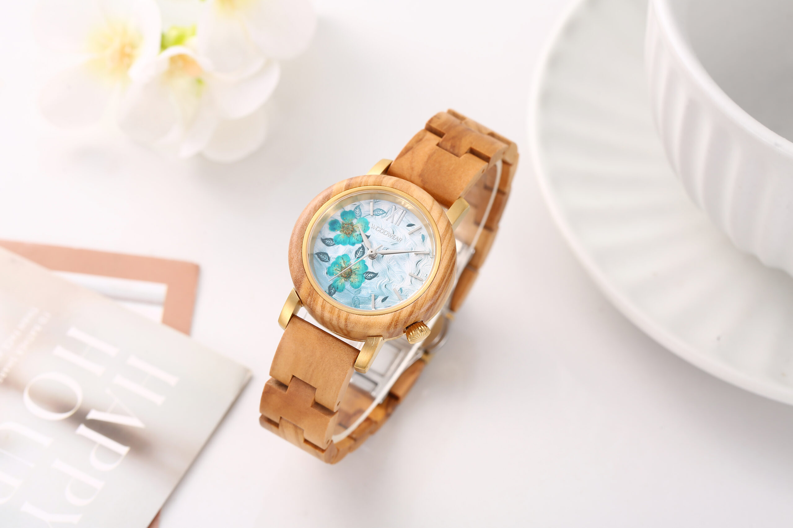 woodwear Oliva Bloom – Lagoon Damen-Holzuhr