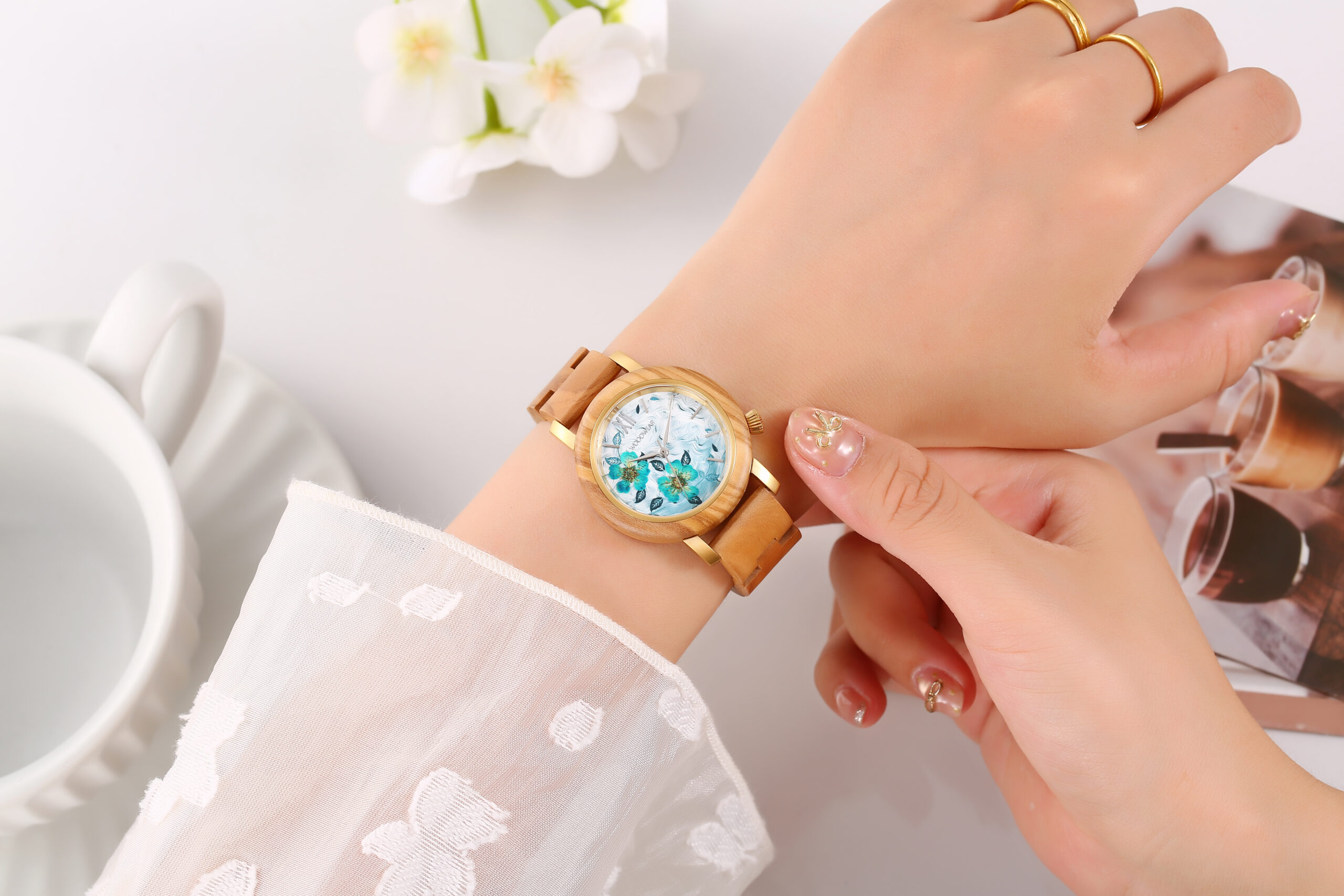 woodwear Oliva Bloom – Lagoon Damen-Holzuhr